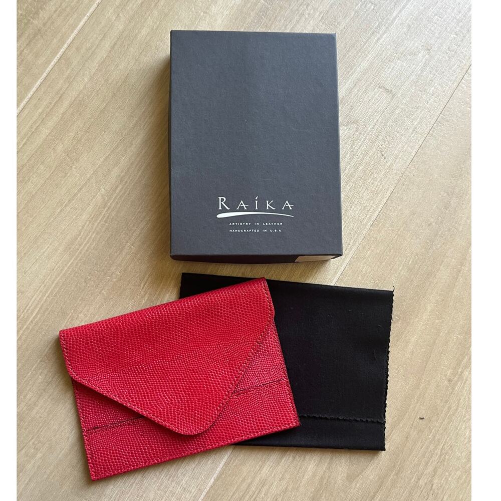 RAIKA Red Leather 4"x6" Photo Envelope Holder Picture Case NIB Handcrafted USA